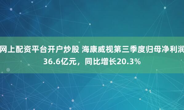 网上配资平台开户炒股 海康威视第三季度归母净利润36.6亿元，同比增长20.3%